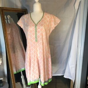 Melange Pink and Green ALine Dress Sz L